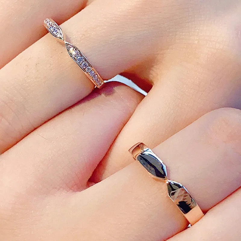 18K Rose Gold Round Natural Diamond Couple Ring