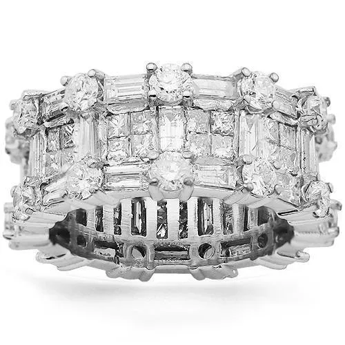 18K White Gold Womens Diamond Eternity Ring Band 5.00 Ctw