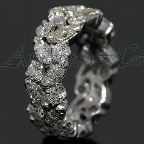 18K White Solid Gold Womens Diamond Eternity Band 4.50 Ctw