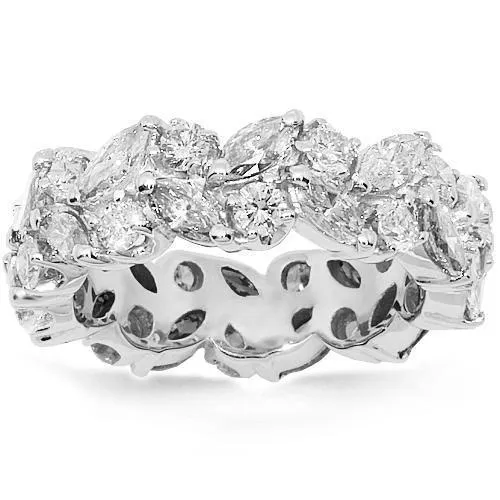 18K White Solid Gold Womens Diamond Eternity Band 4.50 Ctw