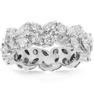18K White Solid Gold Womens Diamond Eternity Band 4.50 Ctw
