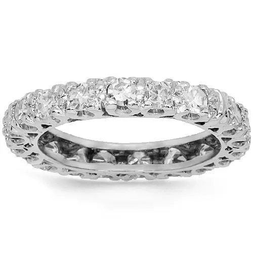 18K White Solid Gold Womens Diamond Eternity Ring Band 2.00 Ctw