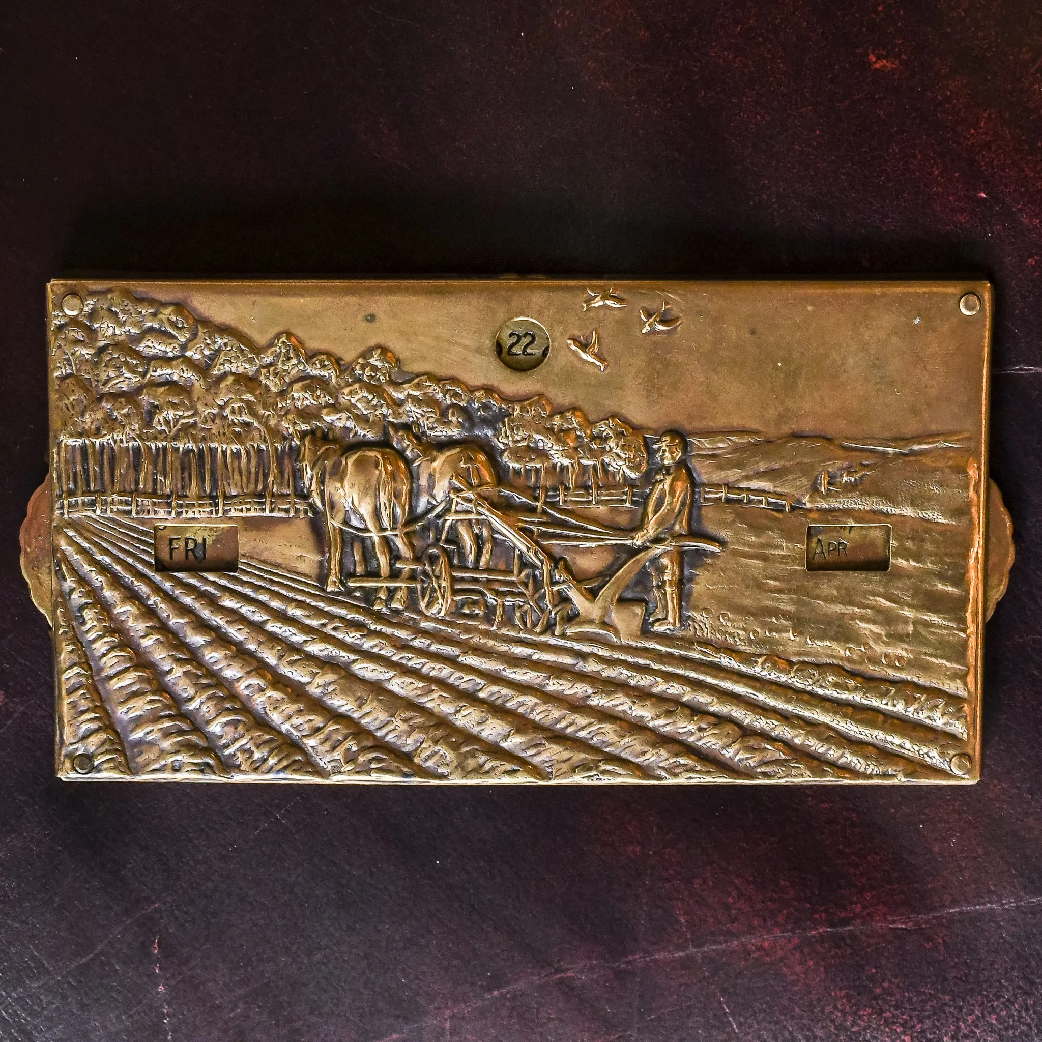 1930s "Ploughing" Perpetual Calendar Wall Hanging