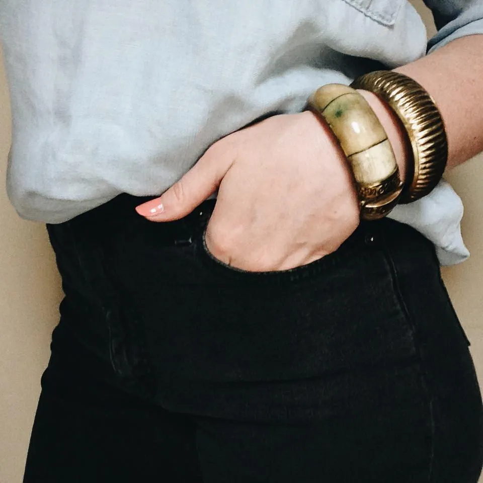1970's Ribbed Brass Bangle