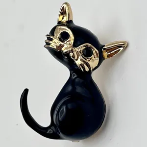 1980s Enamel Black Cat Pin