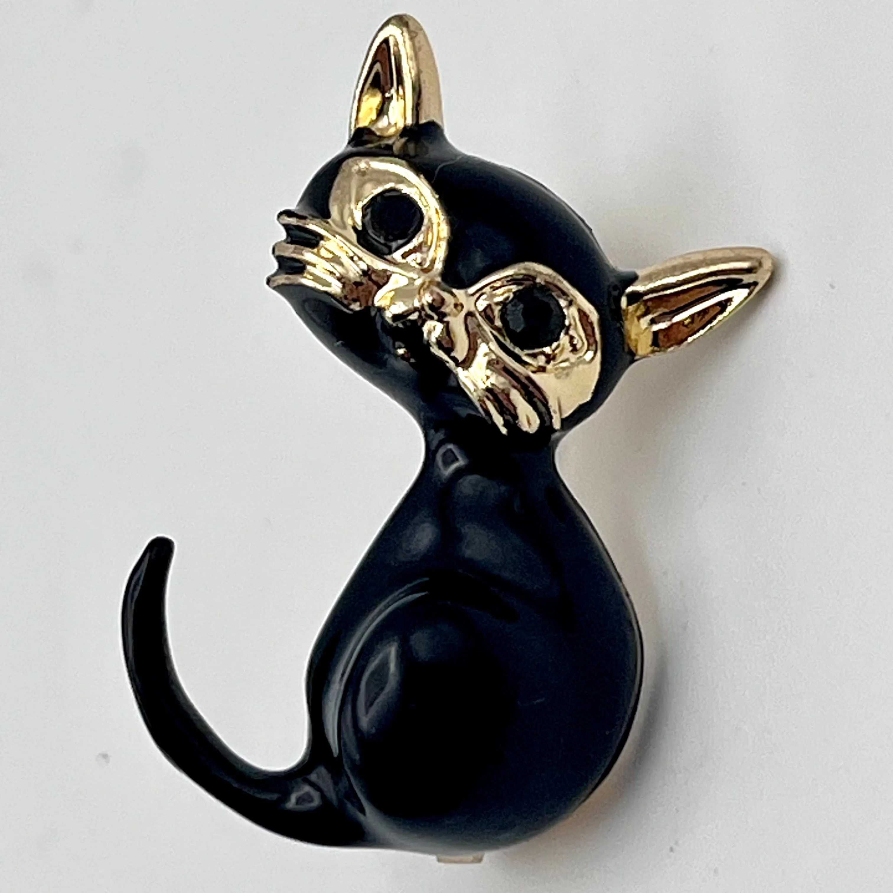 1980s Enamel Black Cat Pin