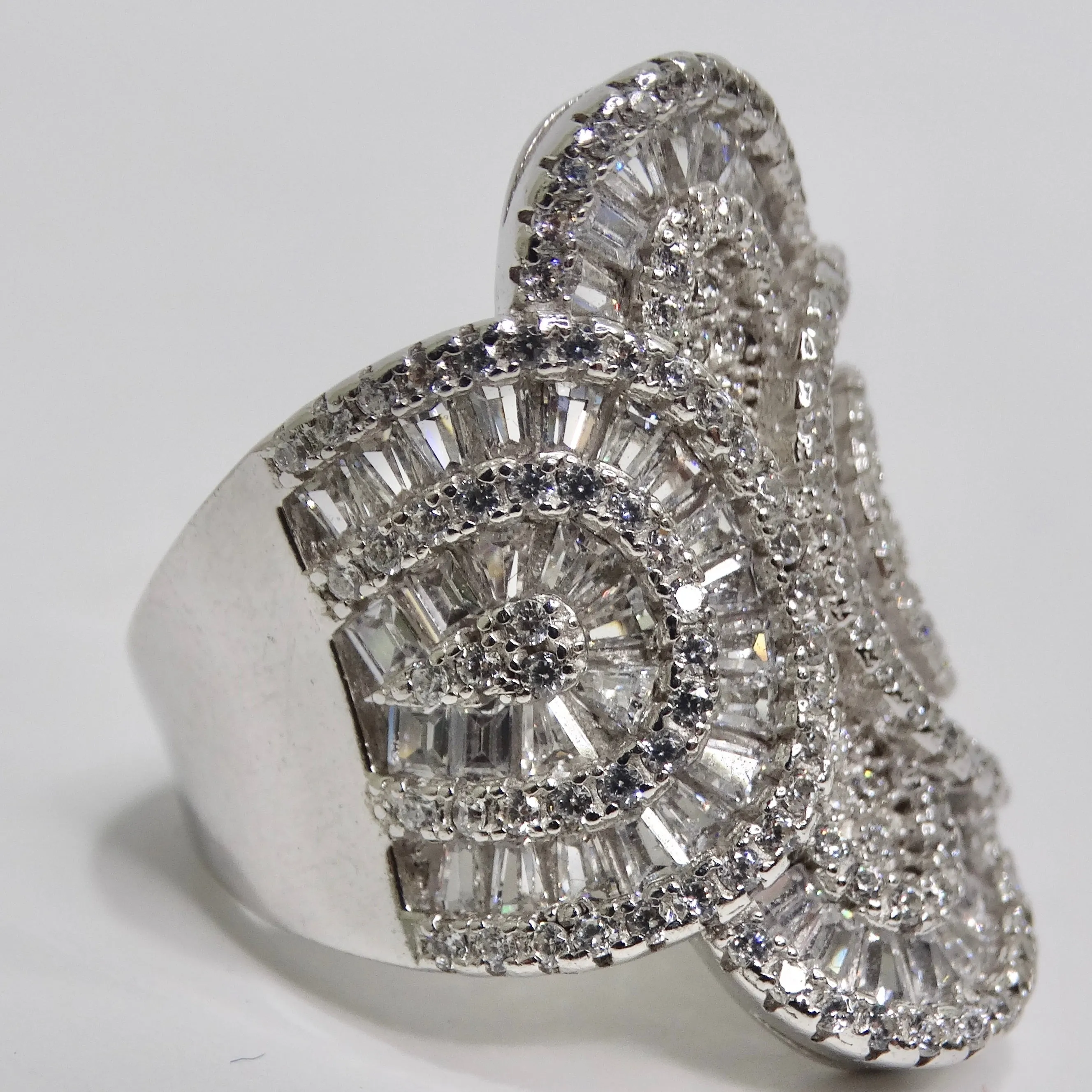 1980s Swarovski Crystal Silver Cocktail Ring