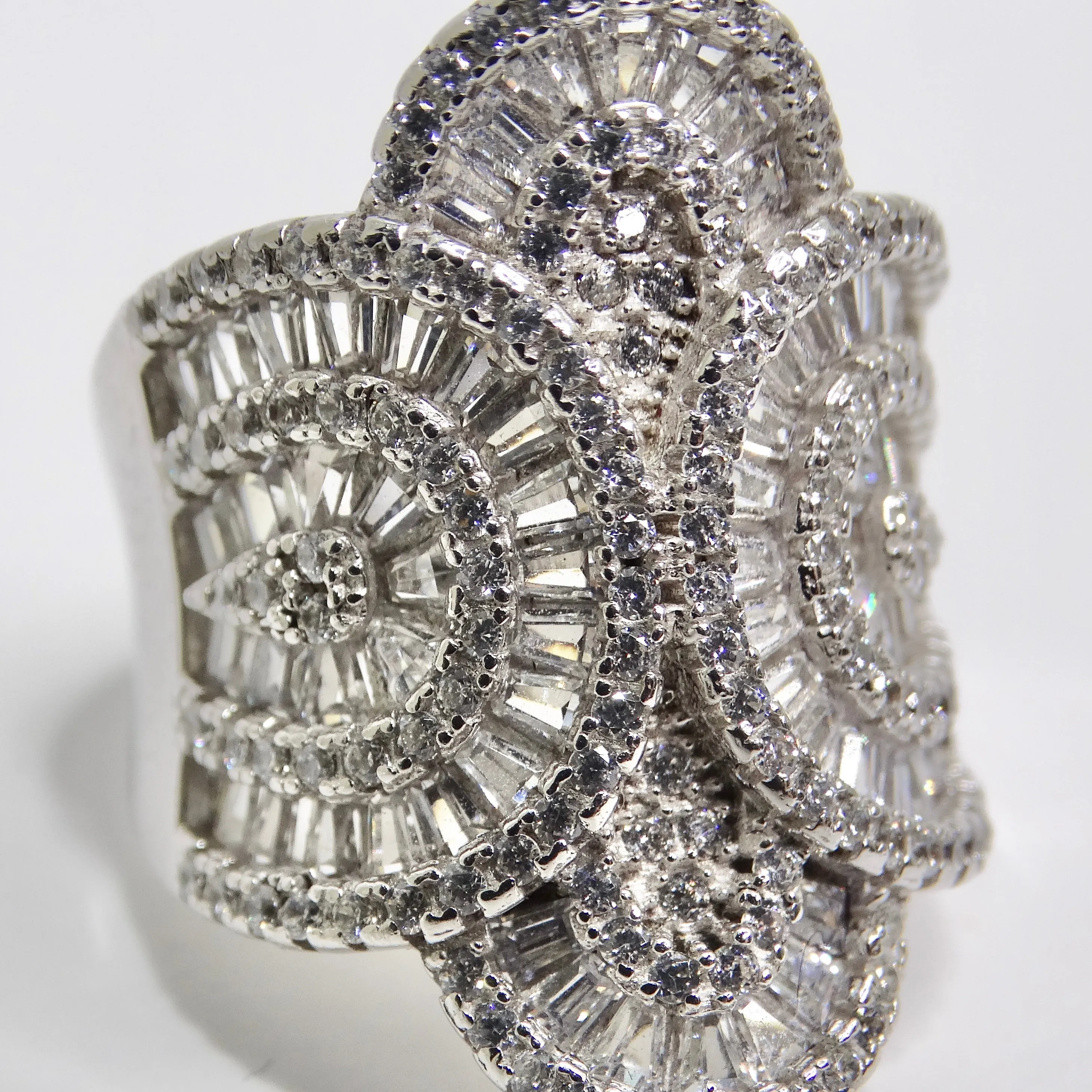 1980s Swarovski Crystal Silver Cocktail Ring