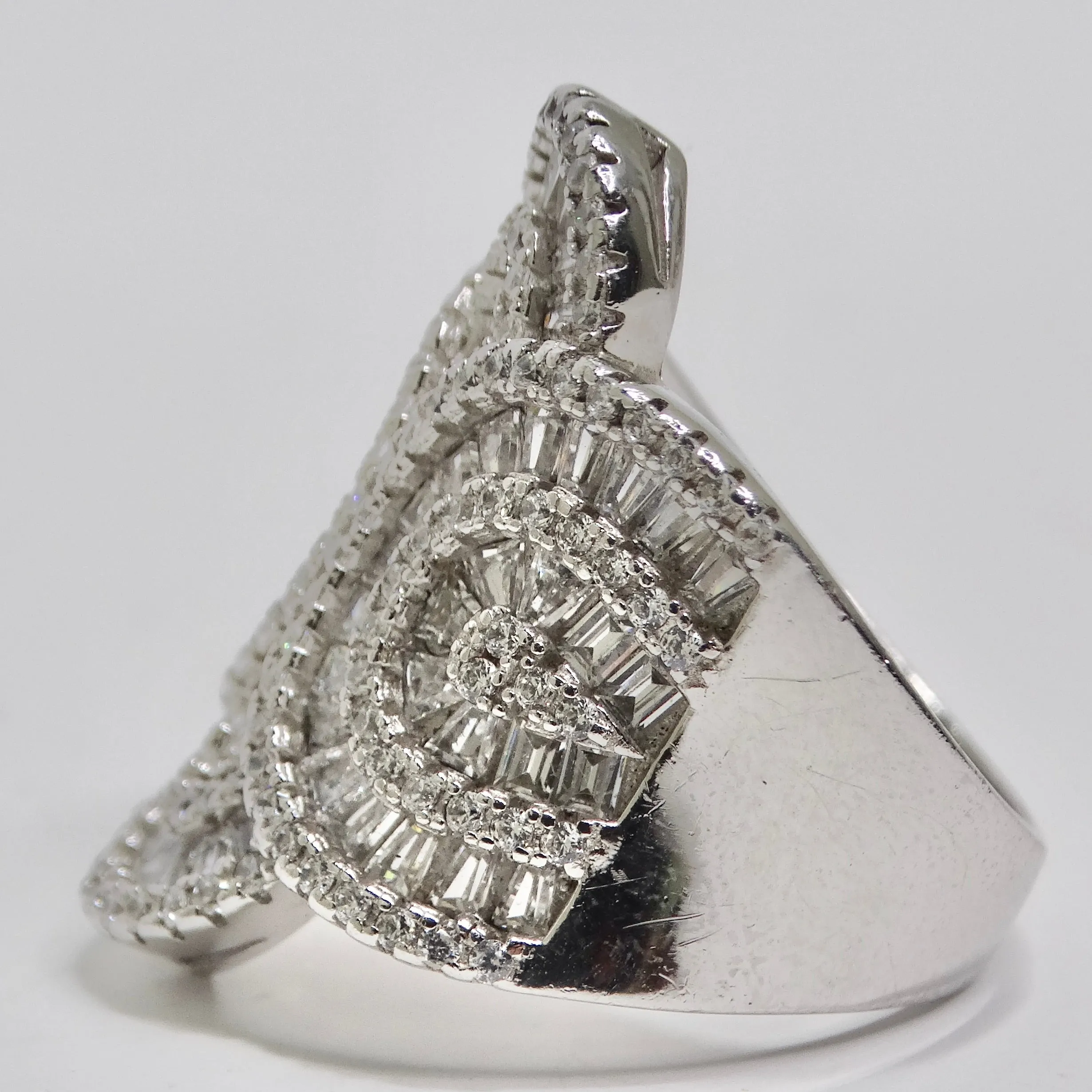1980s Swarovski Crystal Silver Cocktail Ring