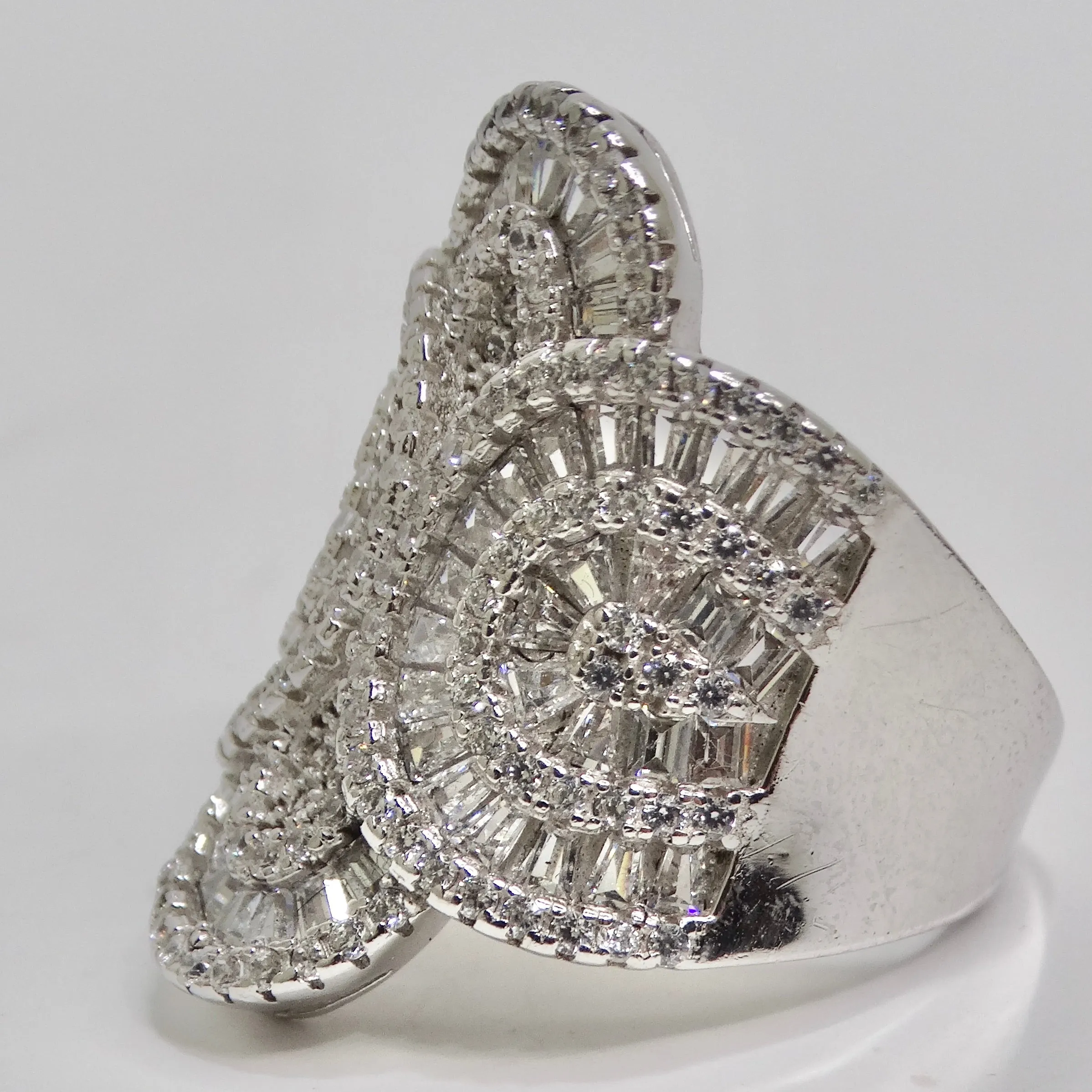 1980s Swarovski Crystal Silver Cocktail Ring