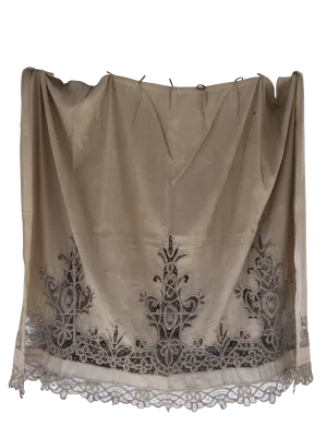 19th Century Fine French Linen and Lace Curtain