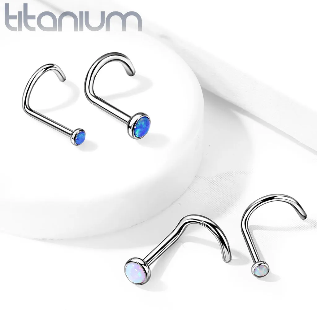 2 mm 3mm Opal Bezel Set Ball Top Implant Grade Titanium Nose Screw Rings