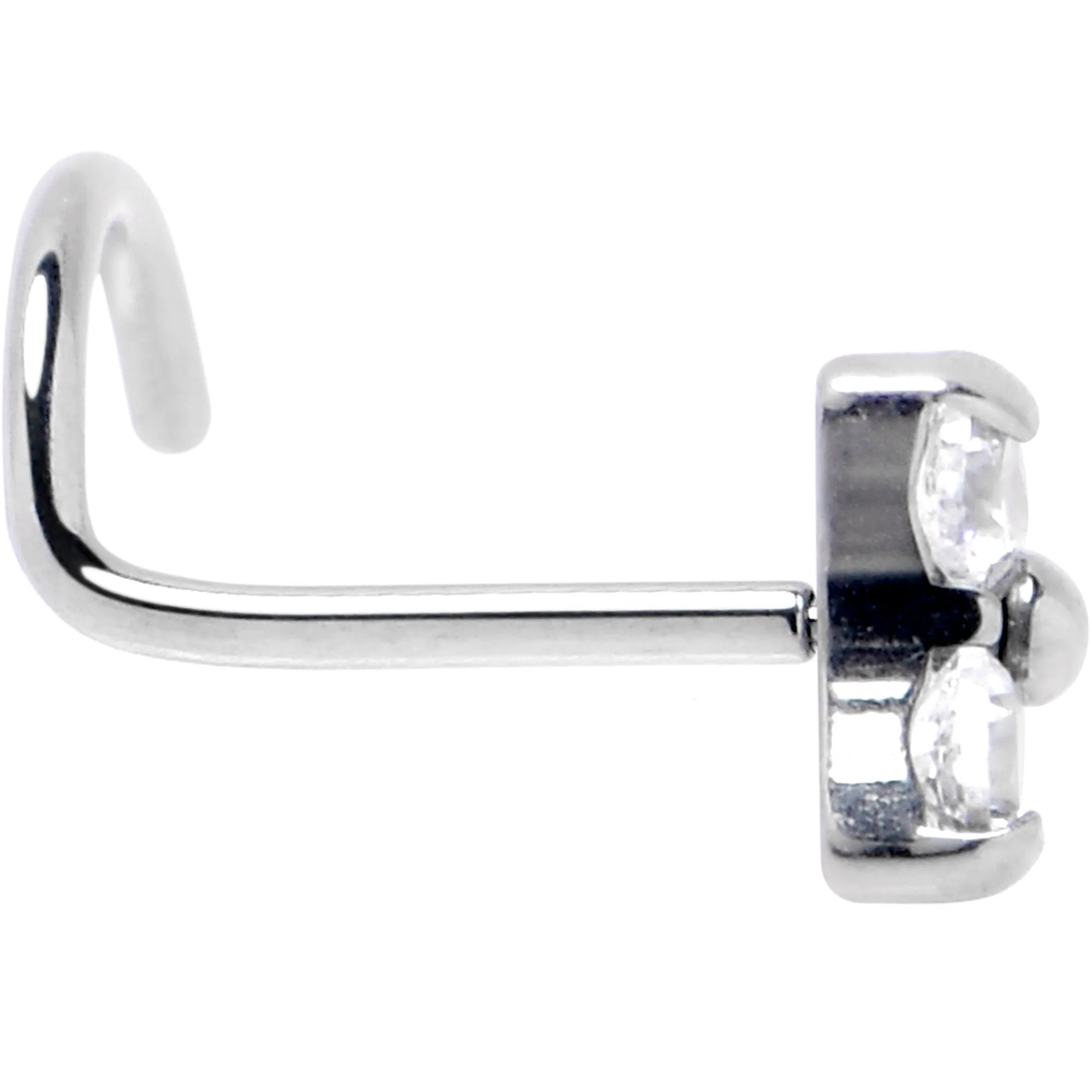 20 Gauge 1/4 ASTM Clear CZ Gem F-136 Titanium Threadless Left Nose Screw