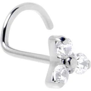 20 Gauge 1/4 ASTM Clear CZ Gem F-136 Titanium Threadless Left Nose Screw