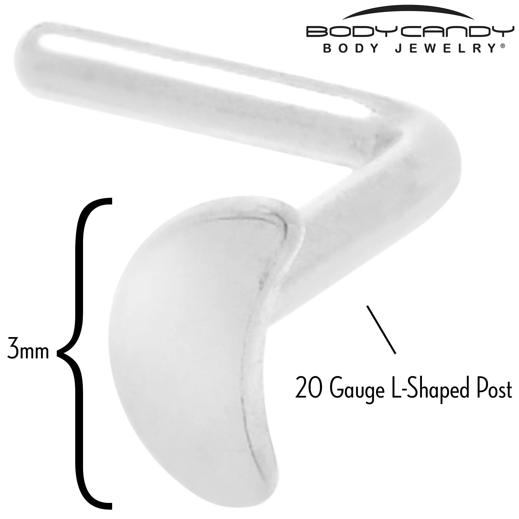 20 Gauge 1/4 ASTM F-136 Implant Grade Titanium Moon End L Shape Nose Ring