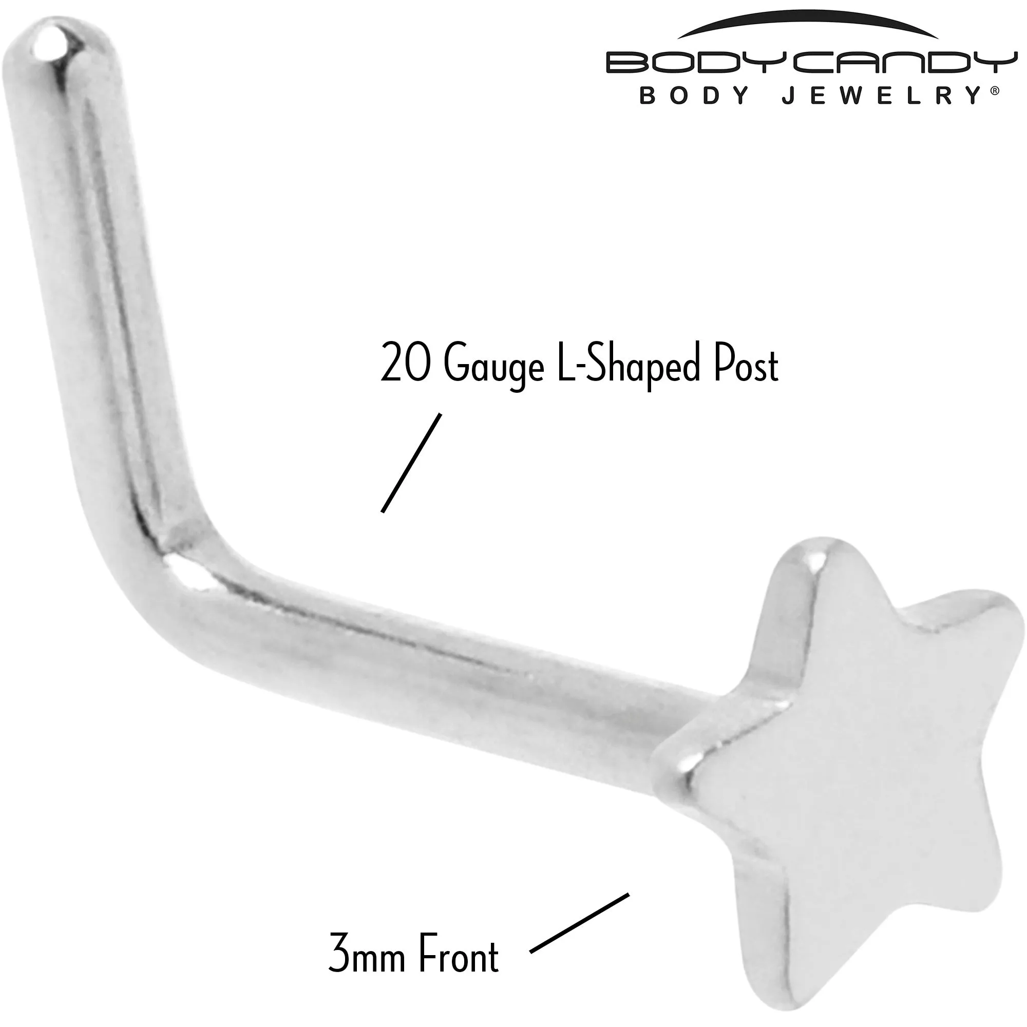 20 Gauge 1/4 ASTM F-136 Implant Grade Titanium Star End L Shape Nose Ring