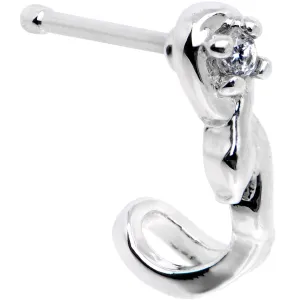 20 Gauge 1/4 Clear CZ Gem Deco Twist Nose Bone