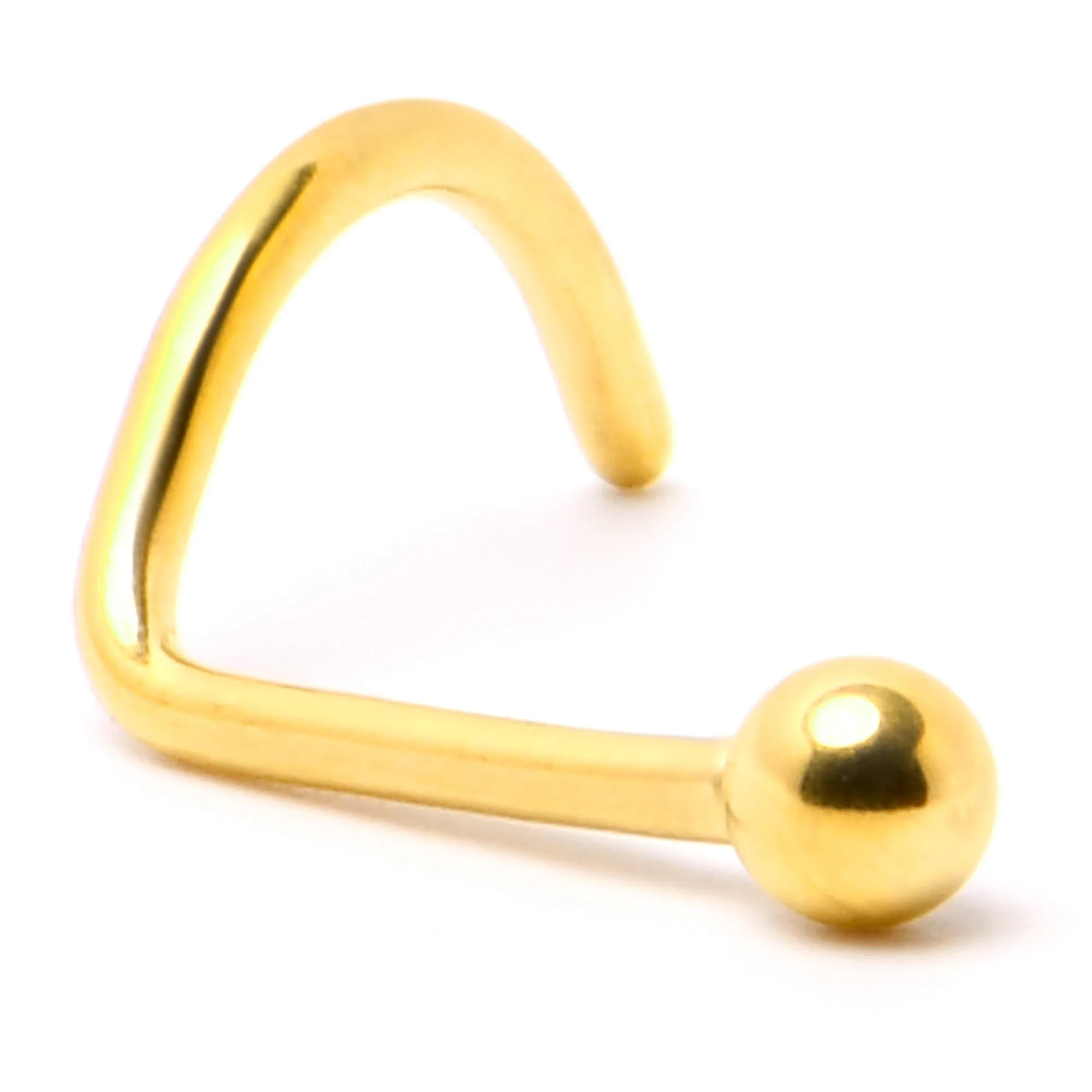 20 Gauge 1/4 Gold Hue ASTM F-136 Implant Grade Titanium Ball End Left Side Nose Screw