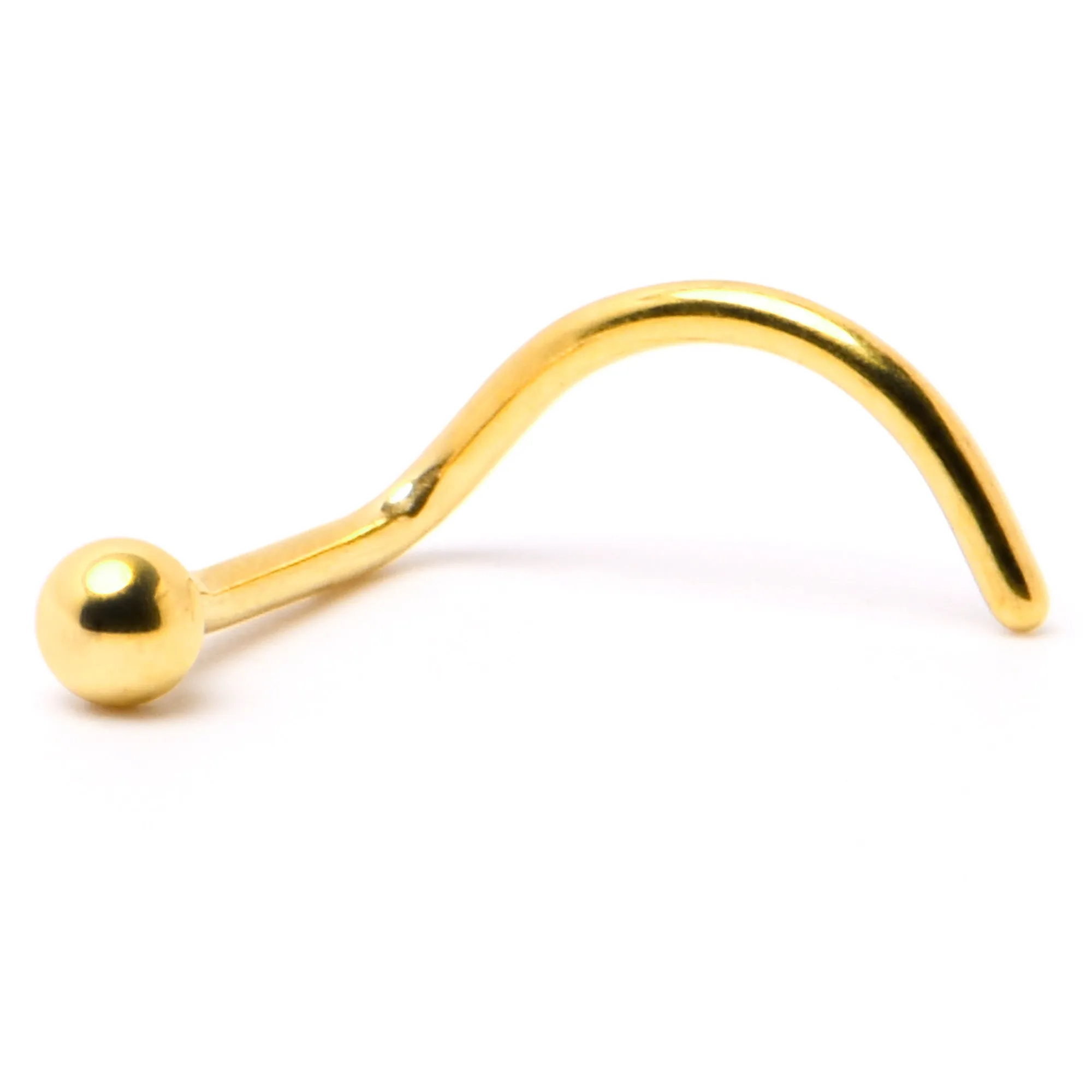 20 Gauge 1/4 Gold Hue ASTM F-136 Implant Grade Titanium Ball End Left Side Nose Screw
