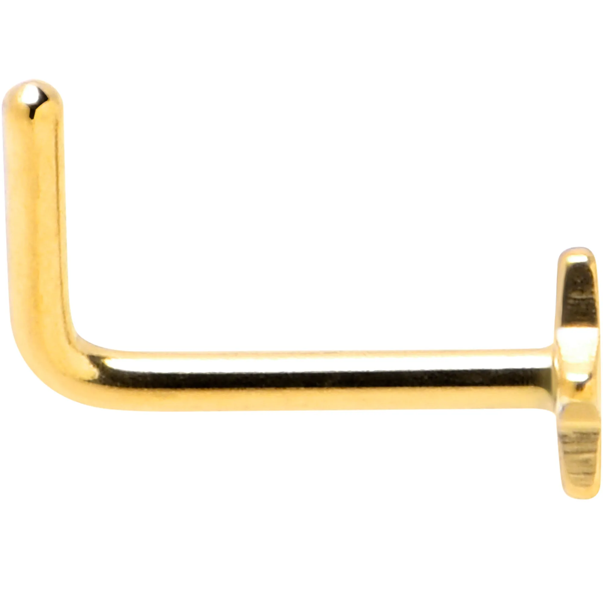 20 Gauge 1/4 Gold Tone ASTM F-136 Implant Grade Titanium Star End L Shape Nose Ring