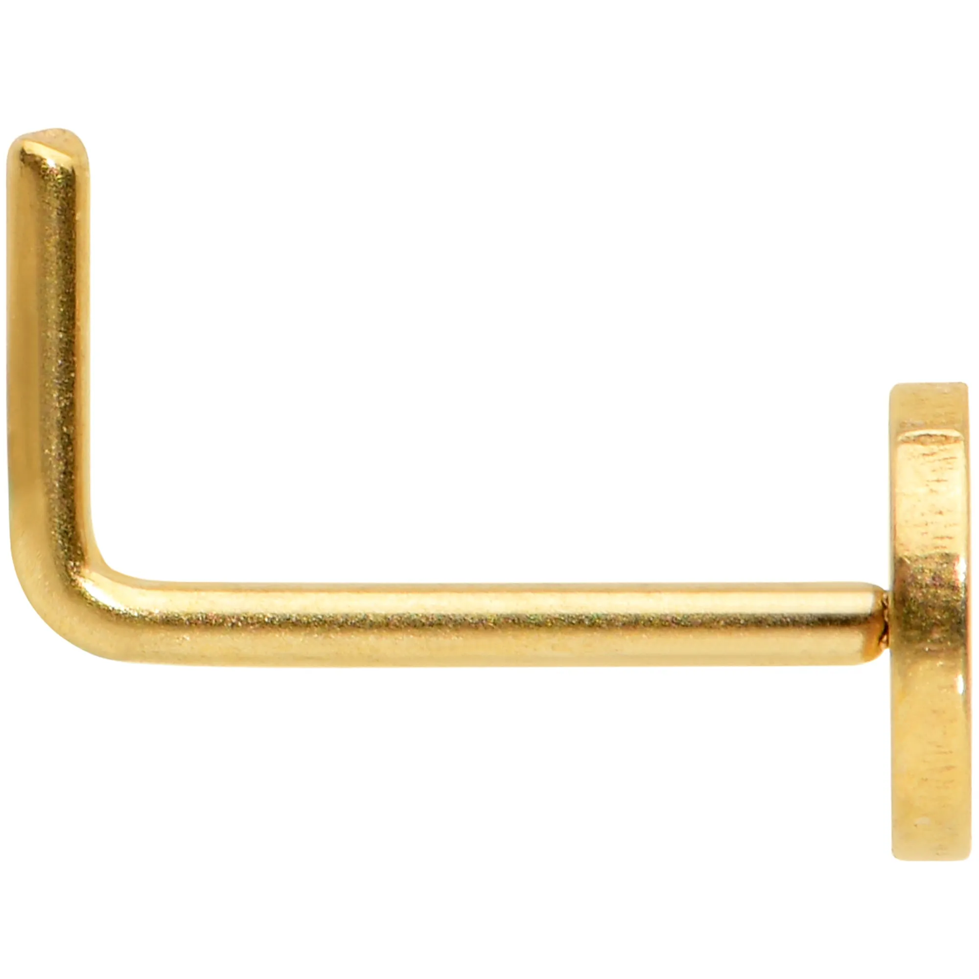 20 Gauge 1/4 Gold Tone Simple Peace Sign L Shape Nose Ring