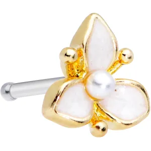 20 Gauge 1/4 Simple White Flower Nose Bone