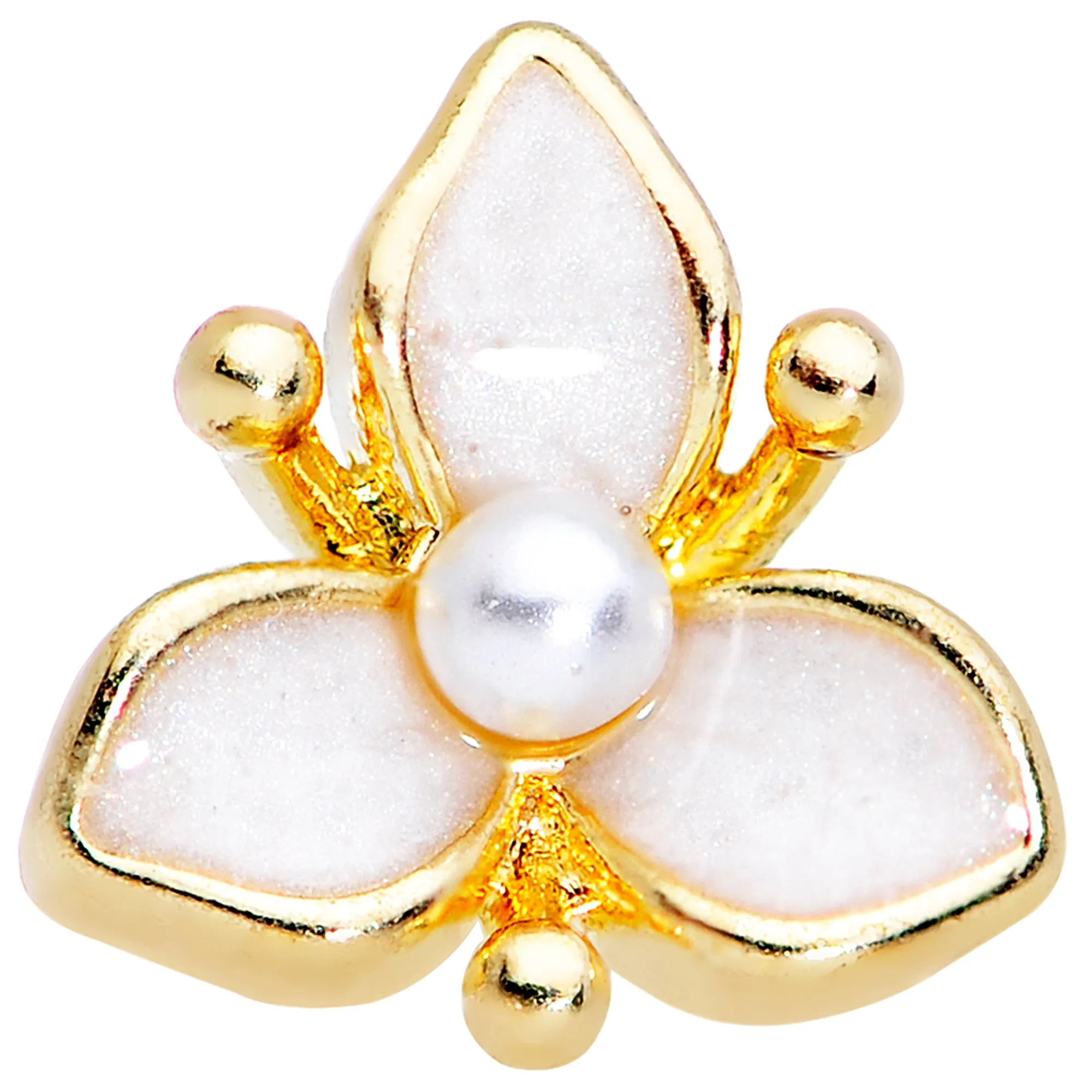 20 Gauge 1/4 Simple White Flower Nose Bone