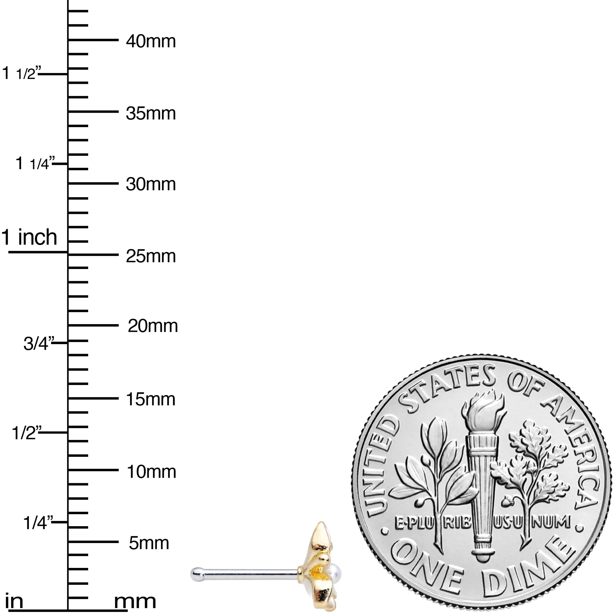 20 Gauge 1/4 Simple White Flower Nose Bone