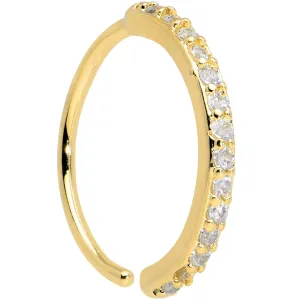 20 Gauge 3/8 Clear CZ Gem Gold Tone Forward Facing Nose Hoop