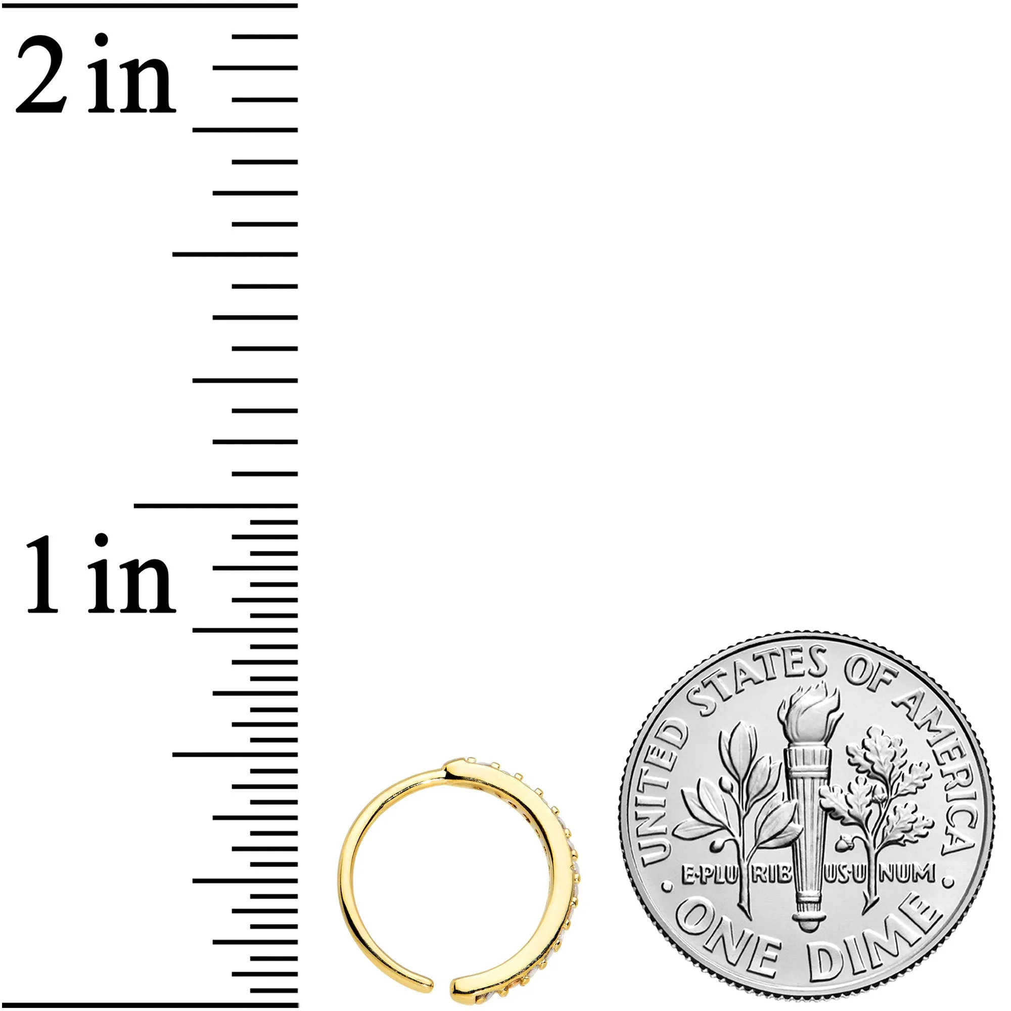 20 Gauge 3/8 Clear CZ Gem Gold Tone Forward Facing Nose Hoop