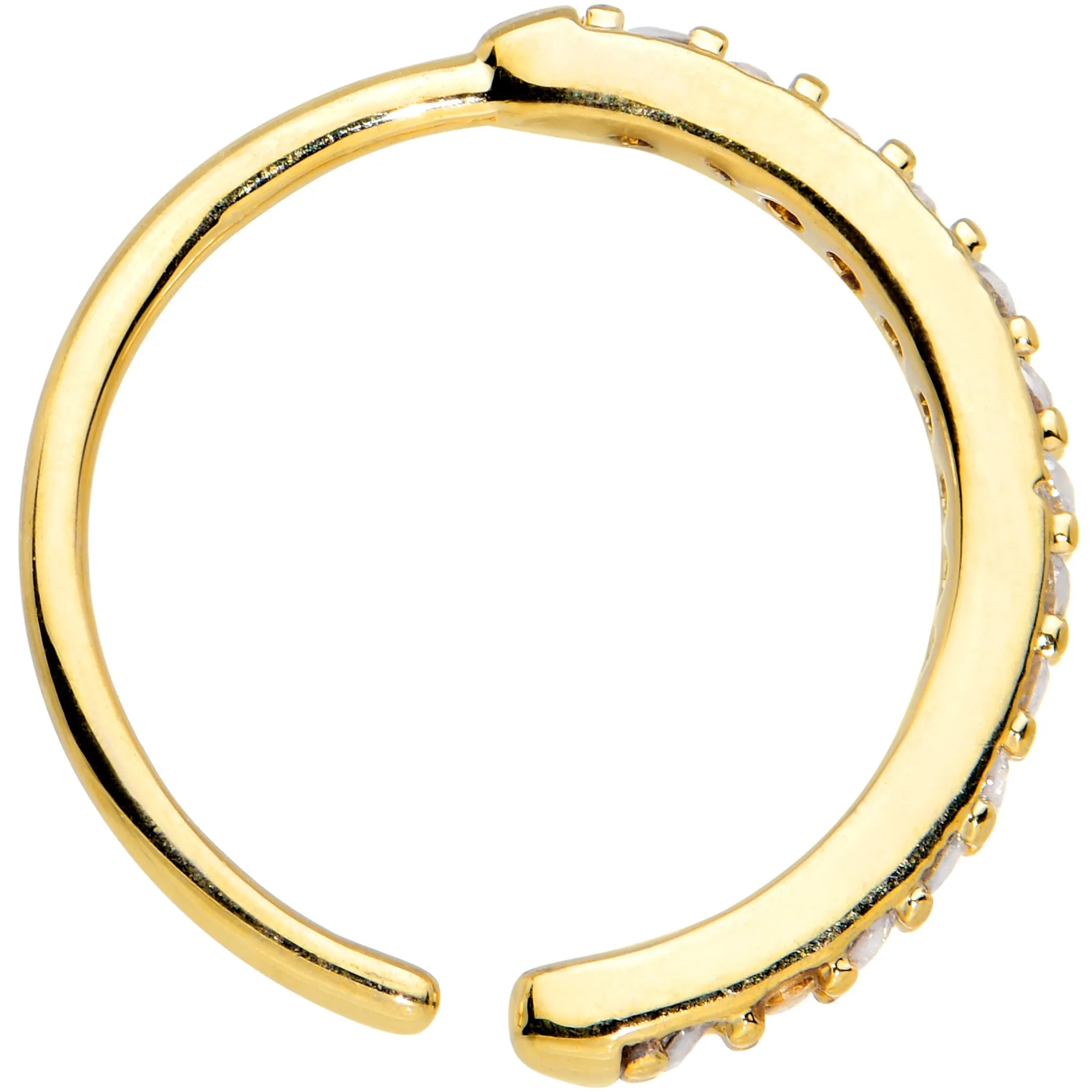20 Gauge 3/8 Clear CZ Gem Gold Tone Forward Facing Nose Hoop