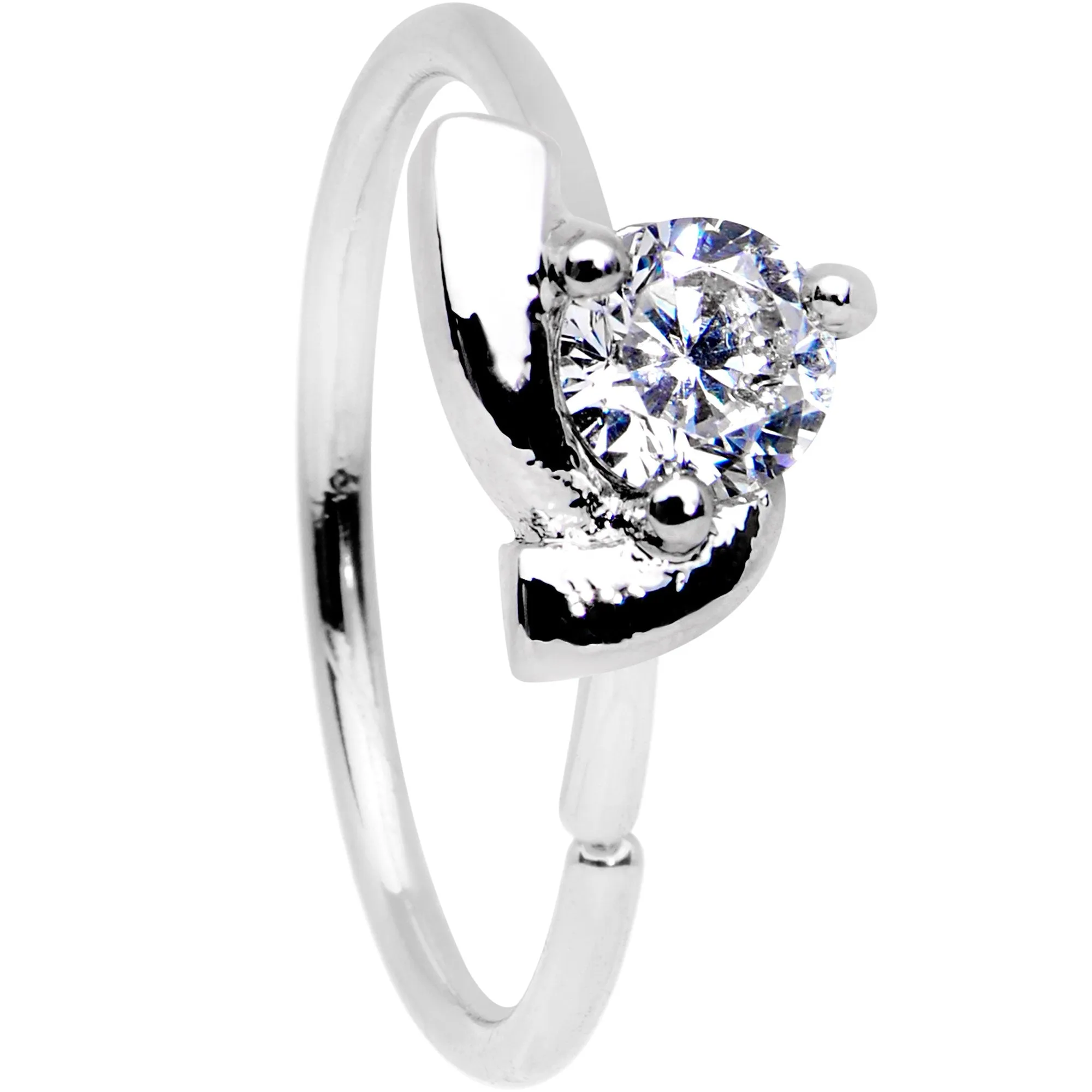 20 Gauge 3/8 Clear Gem Pronged Seamless Circular Ring