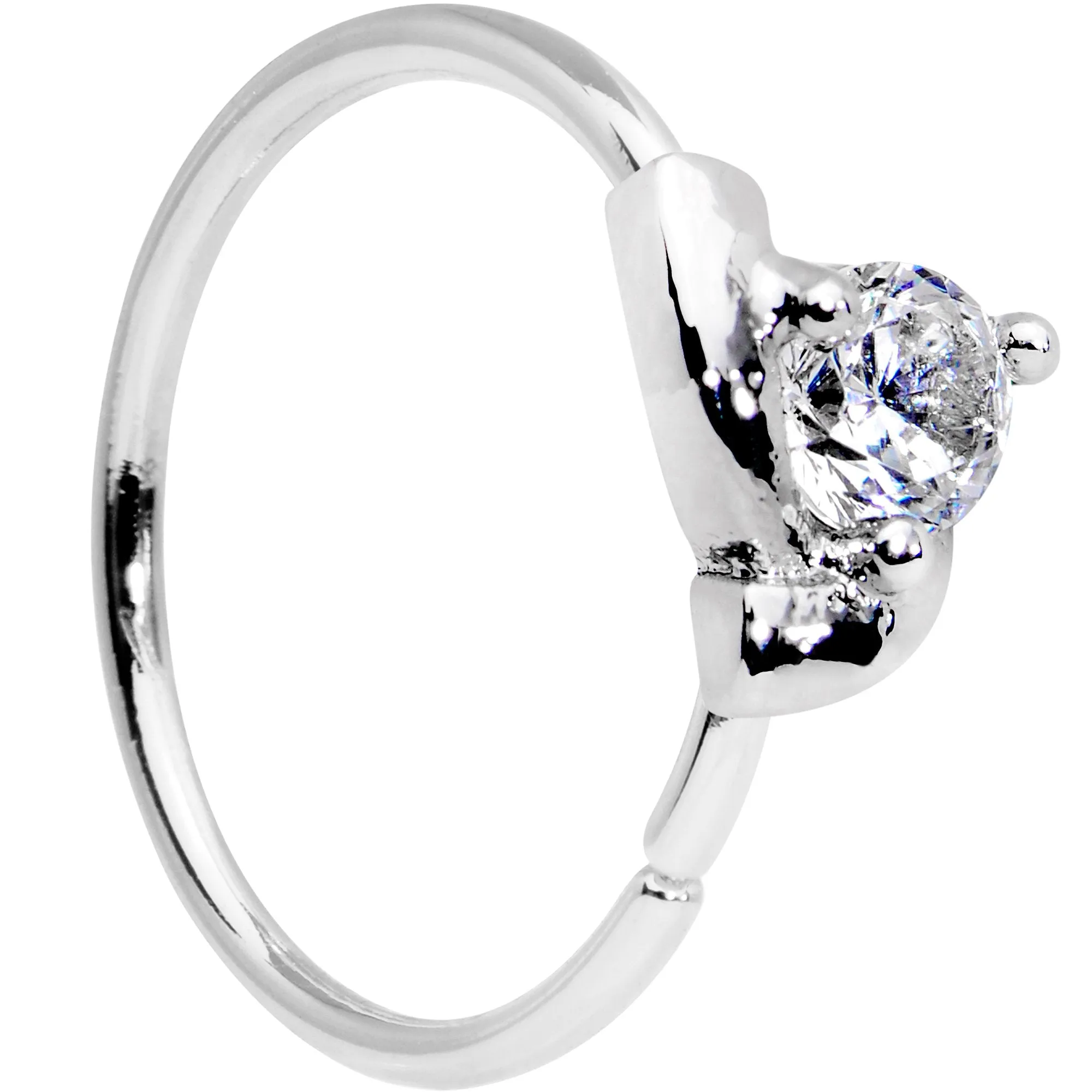 20 Gauge 3/8 Clear Gem Pronged Seamless Circular Ring