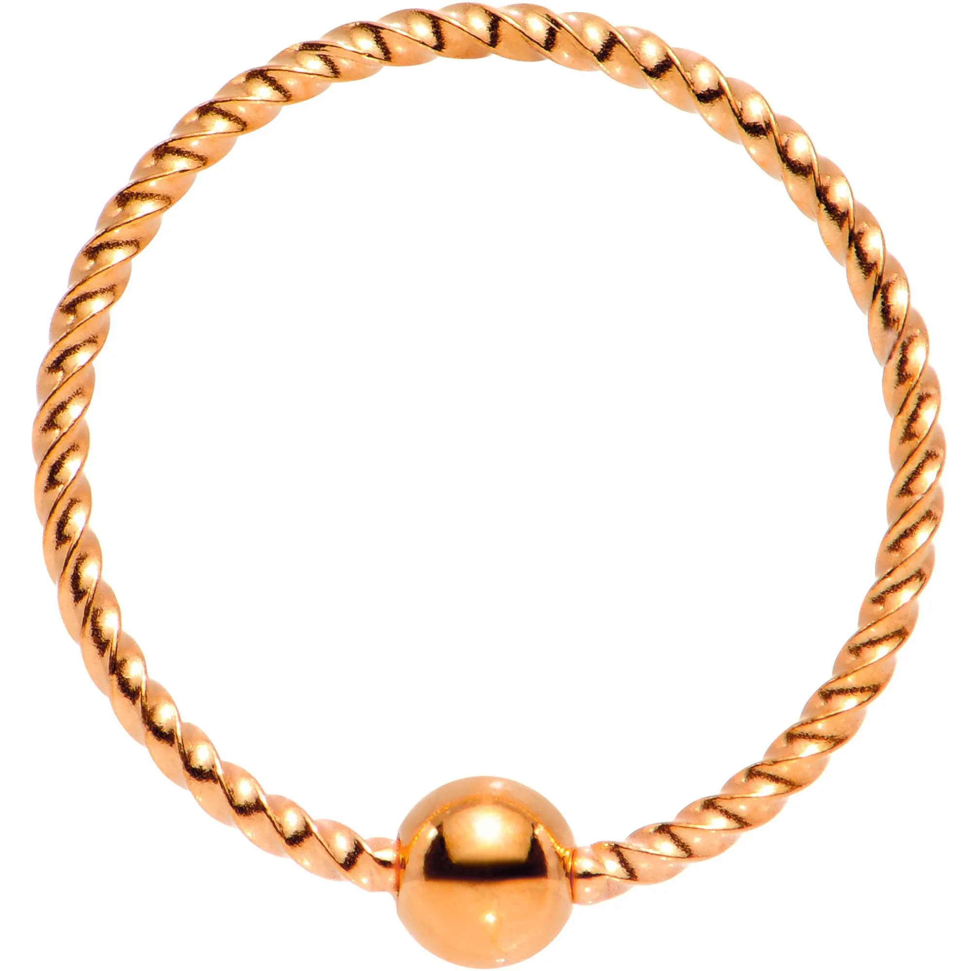 20 Gauge 3/8 Rose Gold Tone Anodized So Twisted Captive Style Seamless Ring