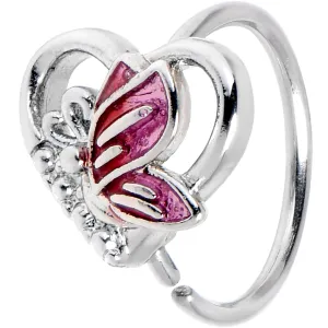 20 Gauge 5/16 Butterfly Love Heart Pink Hose Hoop