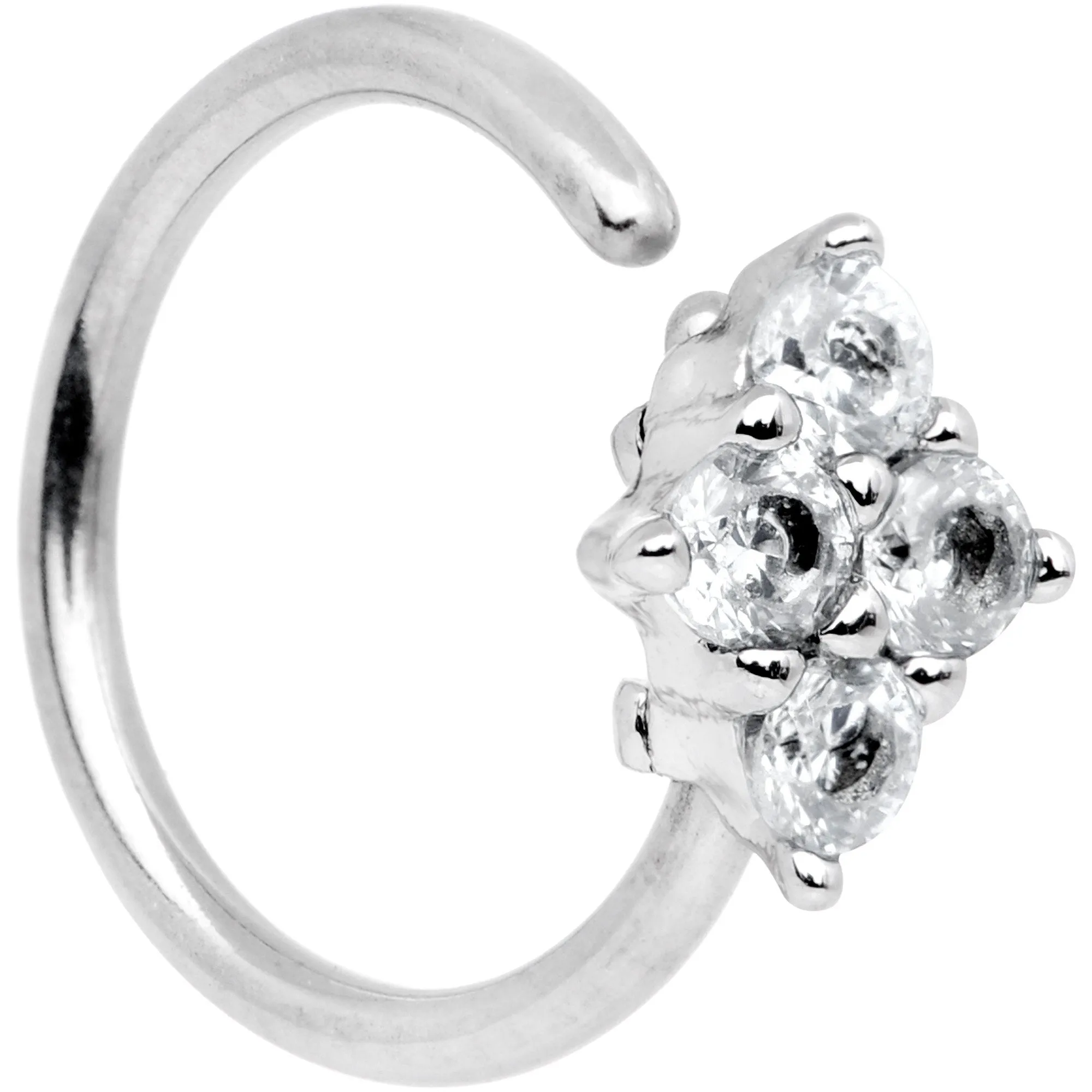 20 Gauge 5/16 Clear CZ Gem Cluster Seamless Circular Ring