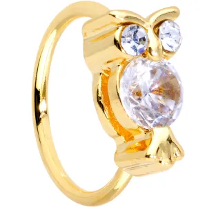 20 Gauge 5/16 Clear CZ Gem Gold Tone Owl Eye Seamless Circular Ring