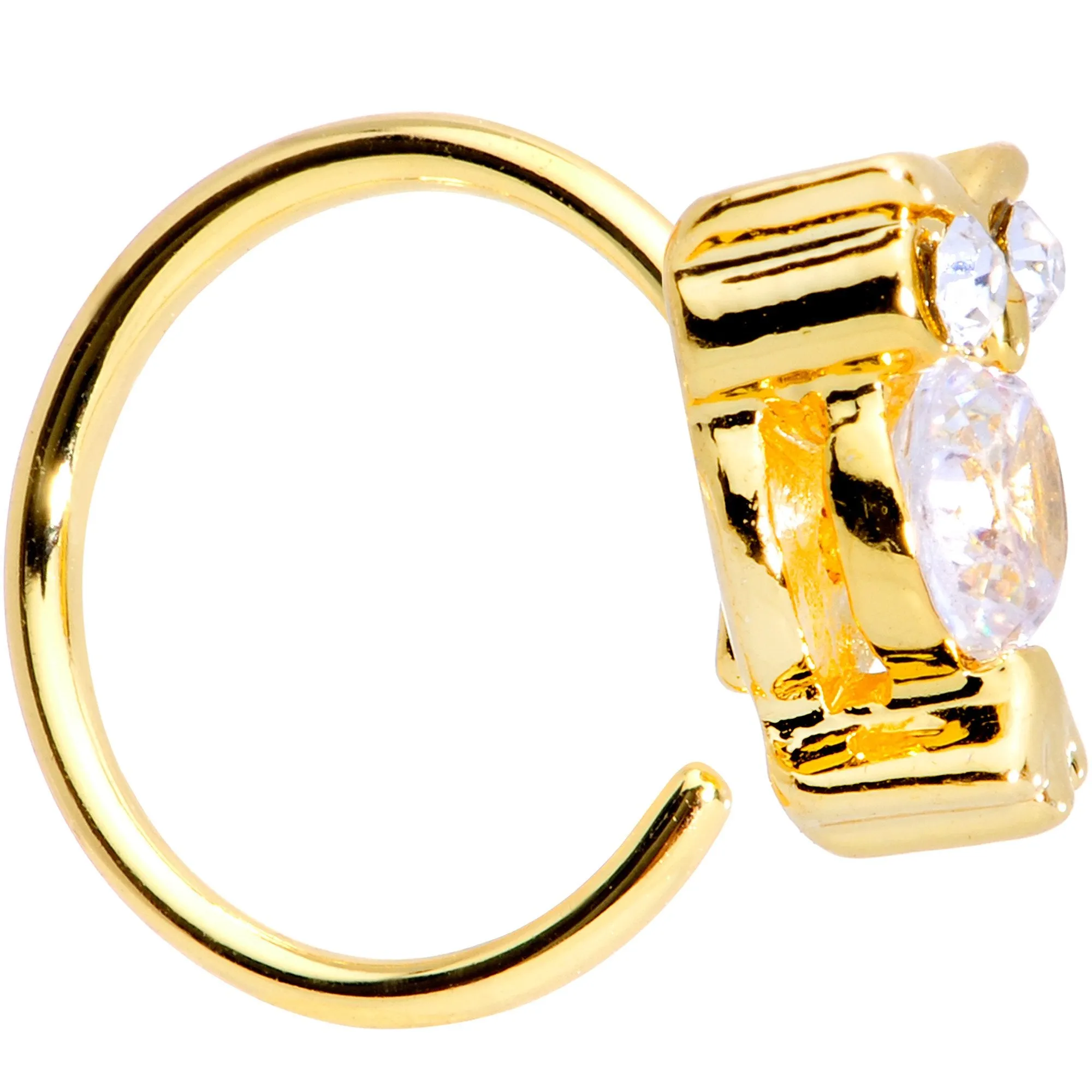 20 Gauge 5/16 Clear CZ Gem Gold Tone Owl Eye Seamless Circular Ring