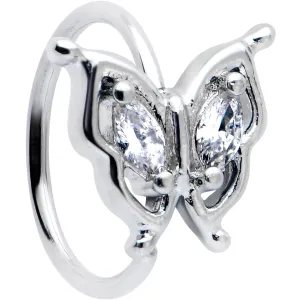 20 Gauge 5/16 Clear Gem Fancy Fab Butterfly Nose Hoop