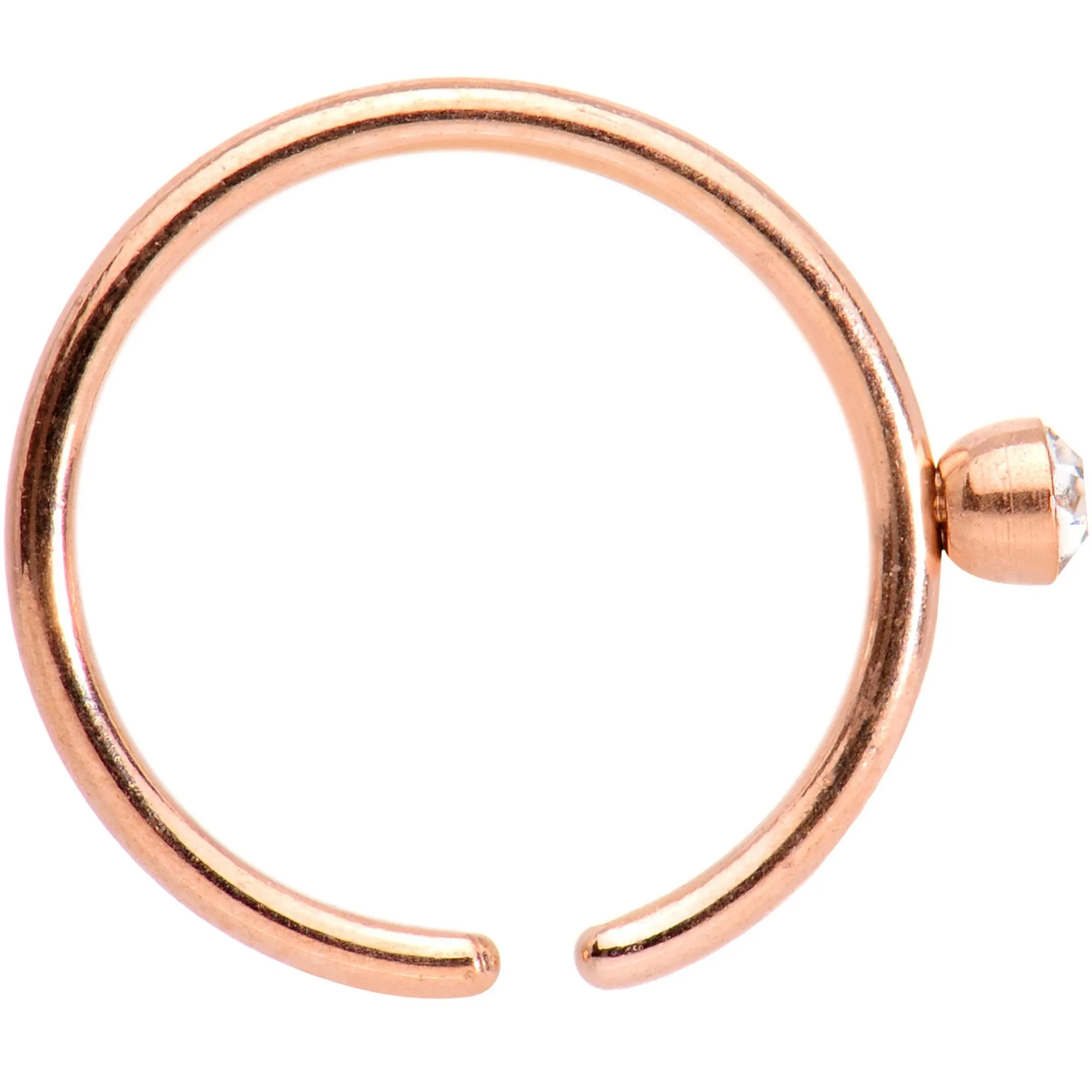 20 Gauge 5/16 Clear Gem Rose Gold Tone IP Seamless Circular Ring