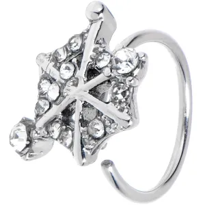 20 Gauge 5/16 Clear Gem Spiderweb Goth Nose Hoop