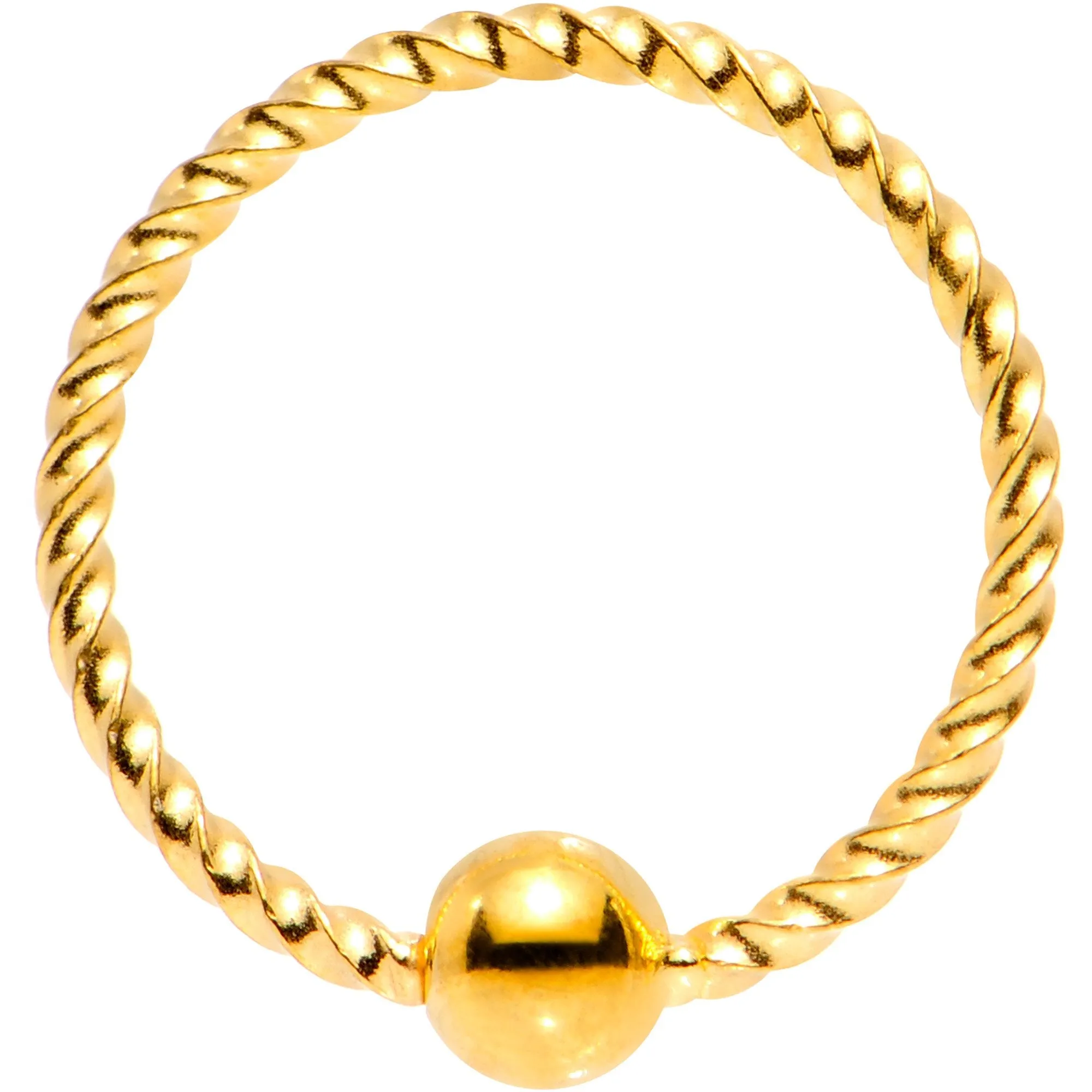 20 Gauge 5/16 Gold Tone Anodized So Twisted Captive Style Seamless Ring