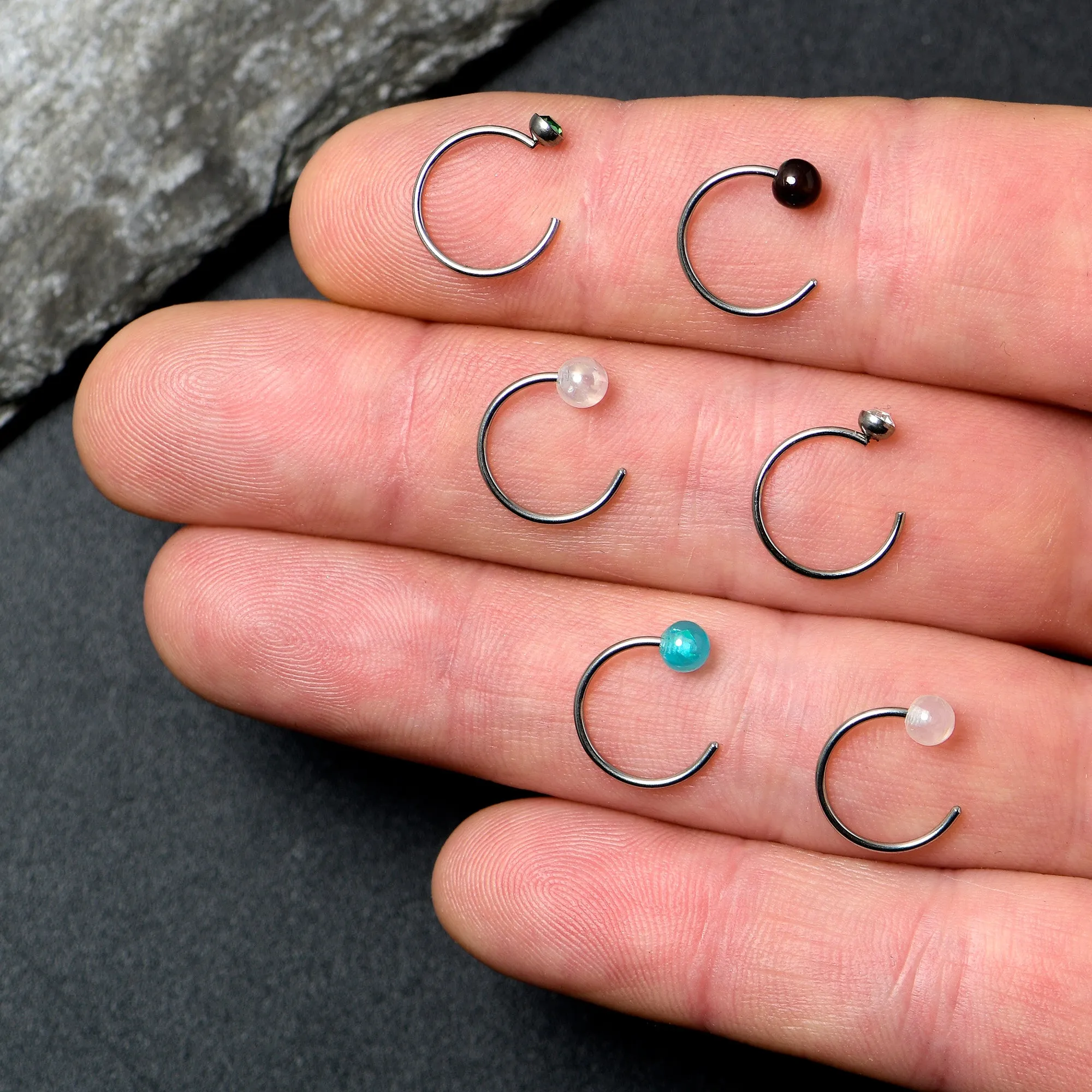 20 Gauge 5/16 Nose Hoop Gem Faux Opal Pack Dynasty Nose Ring Set of 6