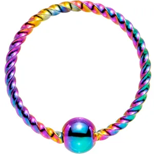 20 Gauge 5/16 Rainbow Anodized So Twisted Captive Style Seamless Ring