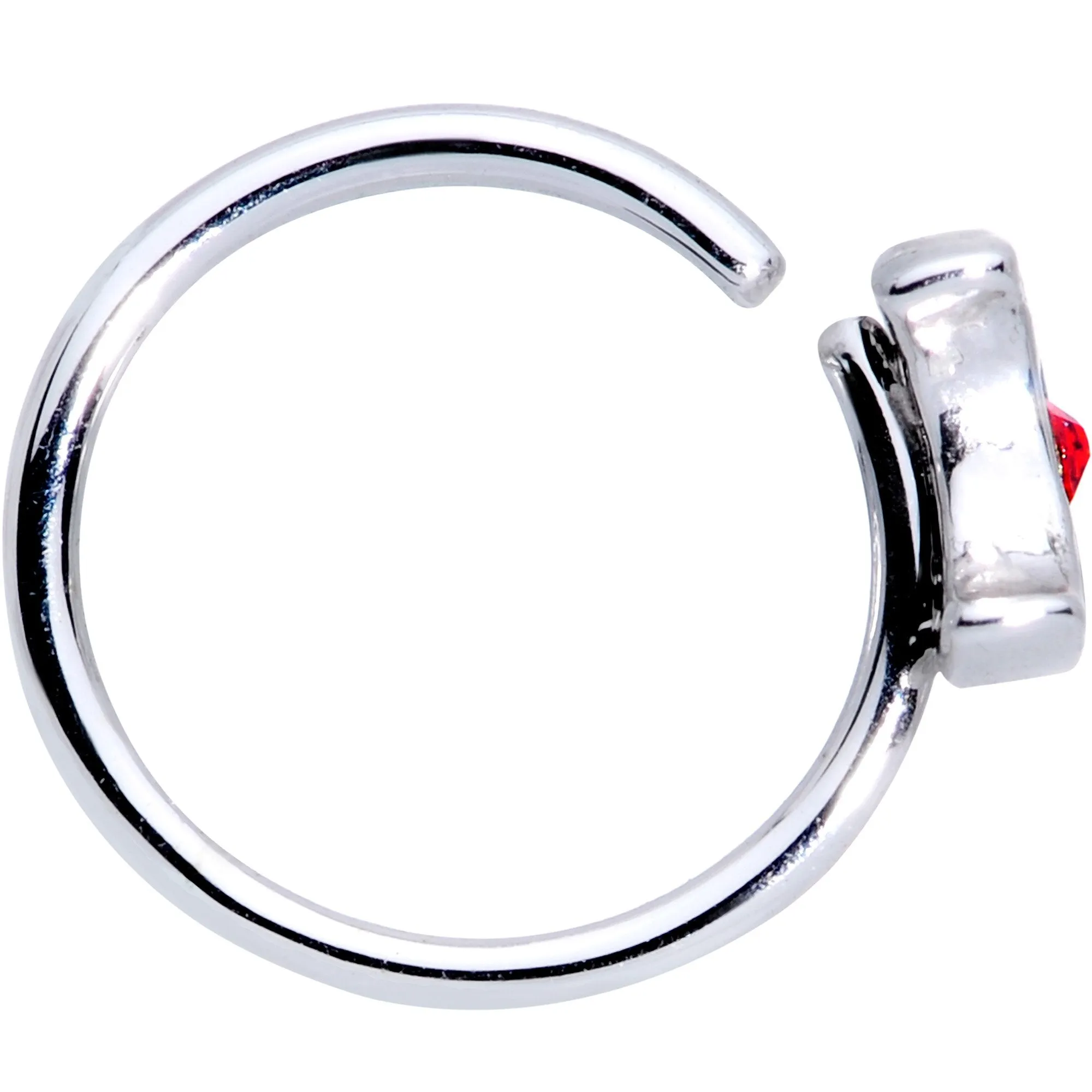 20 Gauge 5/16 Red Gem Crescent Moon Seamless Circular Ring