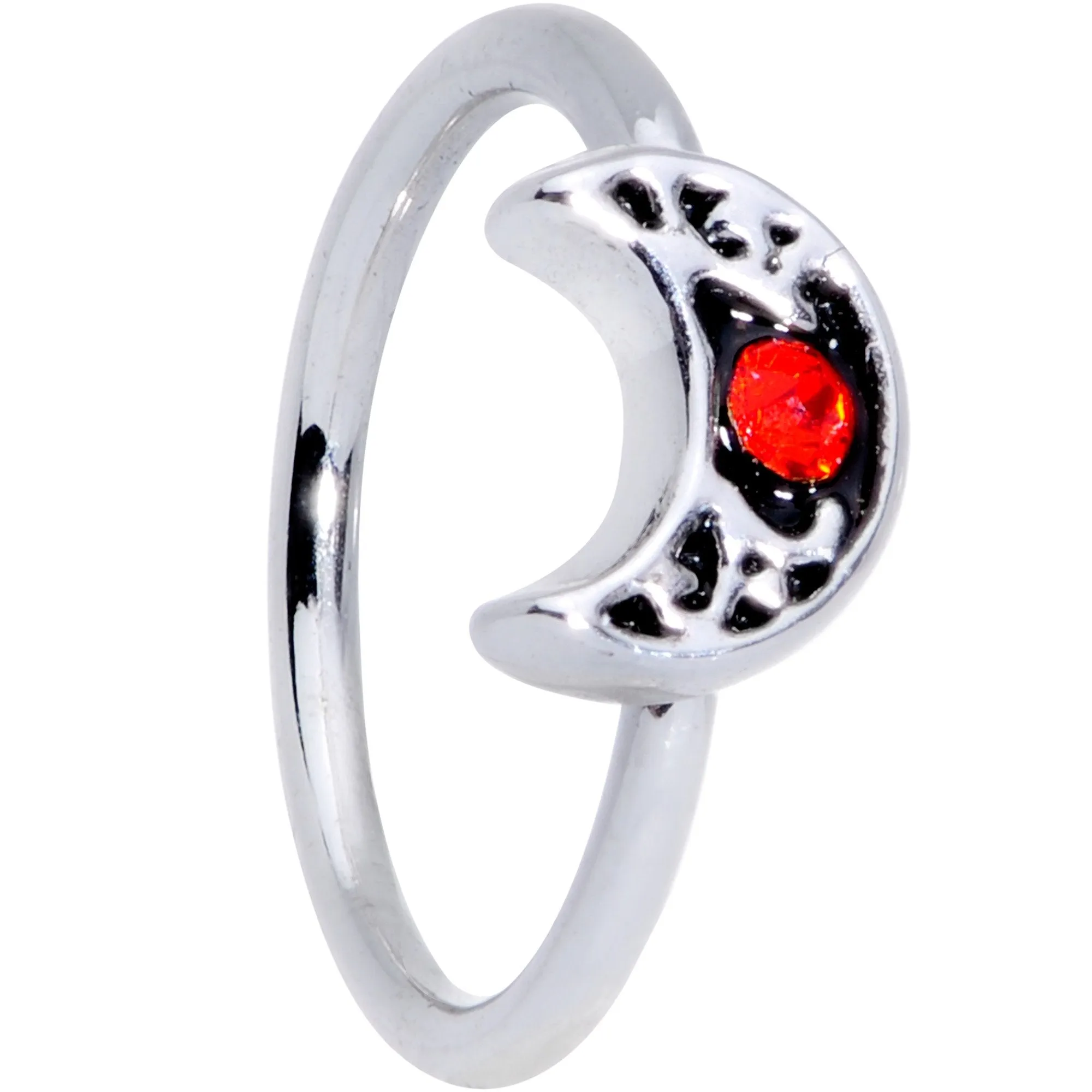 20 Gauge 5/16 Red Gem Crescent Moon Seamless Circular Ring