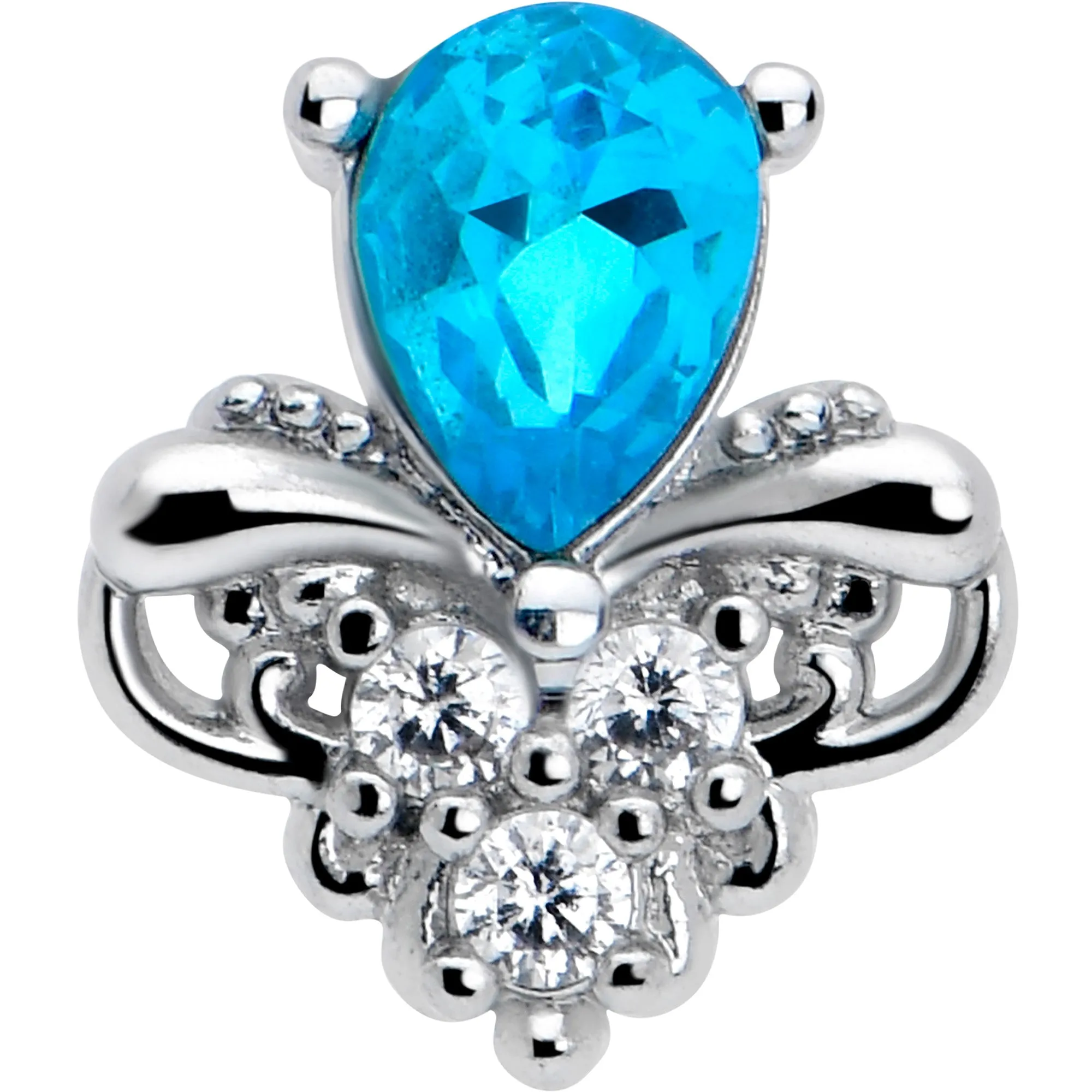 20 Gauge 7mm Blue Gem Style Simplicity L Shape Nose Ring