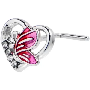 20 Gauge 7mm Clear Gem Butterfly Love Heart L Shape Nose Ring