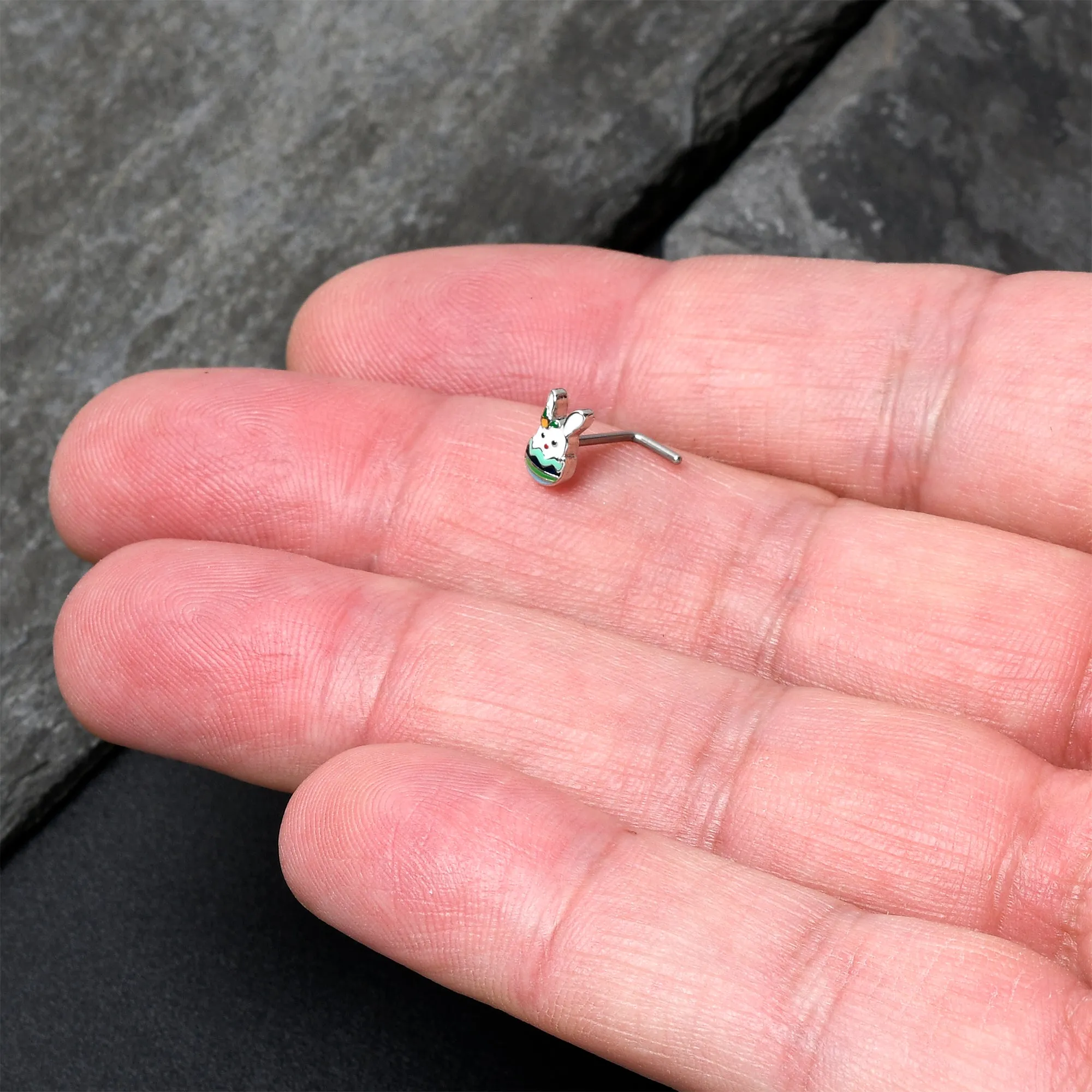 20 Gauge 7mm Easter Egg Bunny L Shape Nose Ring