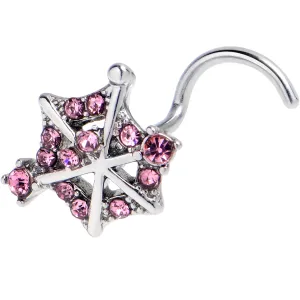 20 Gauge 7mm Pink Gem Spiderweb Goth Left Side Nose Screw